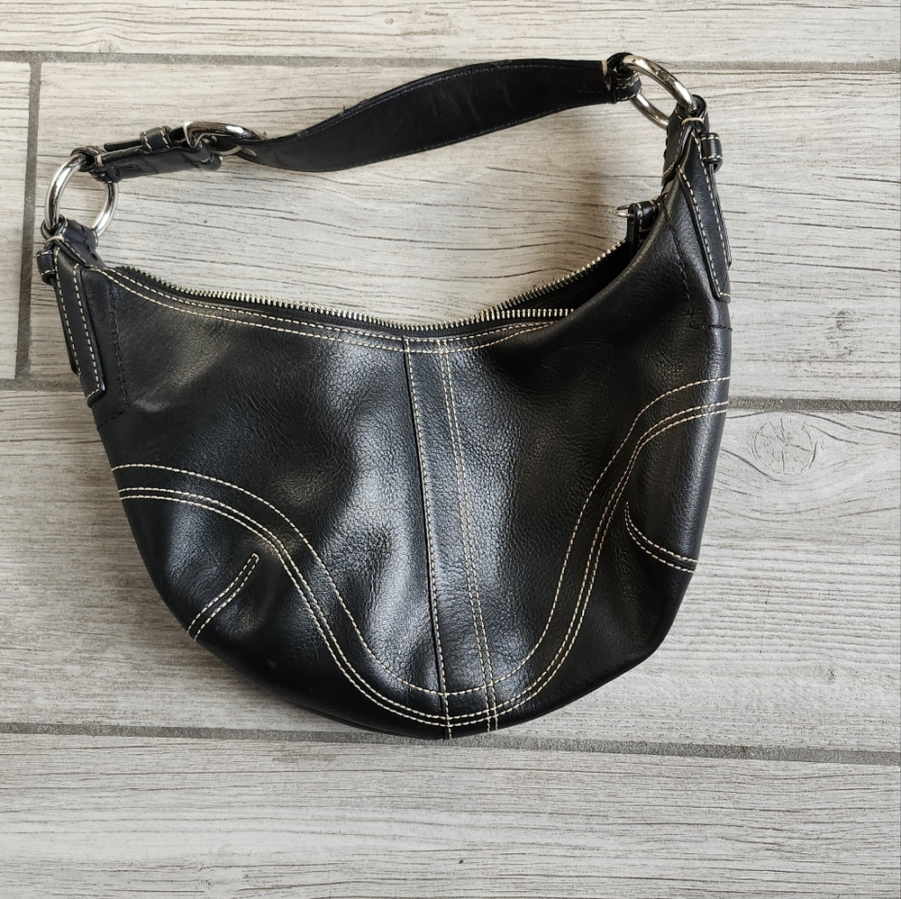 Coach Black Leather Hobo Shoulder Bag